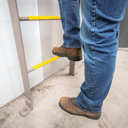 Pig TuffGrit Ladder Rung Cover, Indoor or Outdoor Use, Install With Adhesive, 1in W x 14in L, Yellow PLS6010-YW